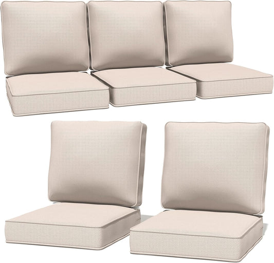Outdoor Chairs Cushions 23 x 24 inch Patio Furniture Chair Cushion Set of 5 Water-Resistant Fade Resistant and Removable Cover for Sectional Sofa Wicker Chairs Loveseat Couch, Beige