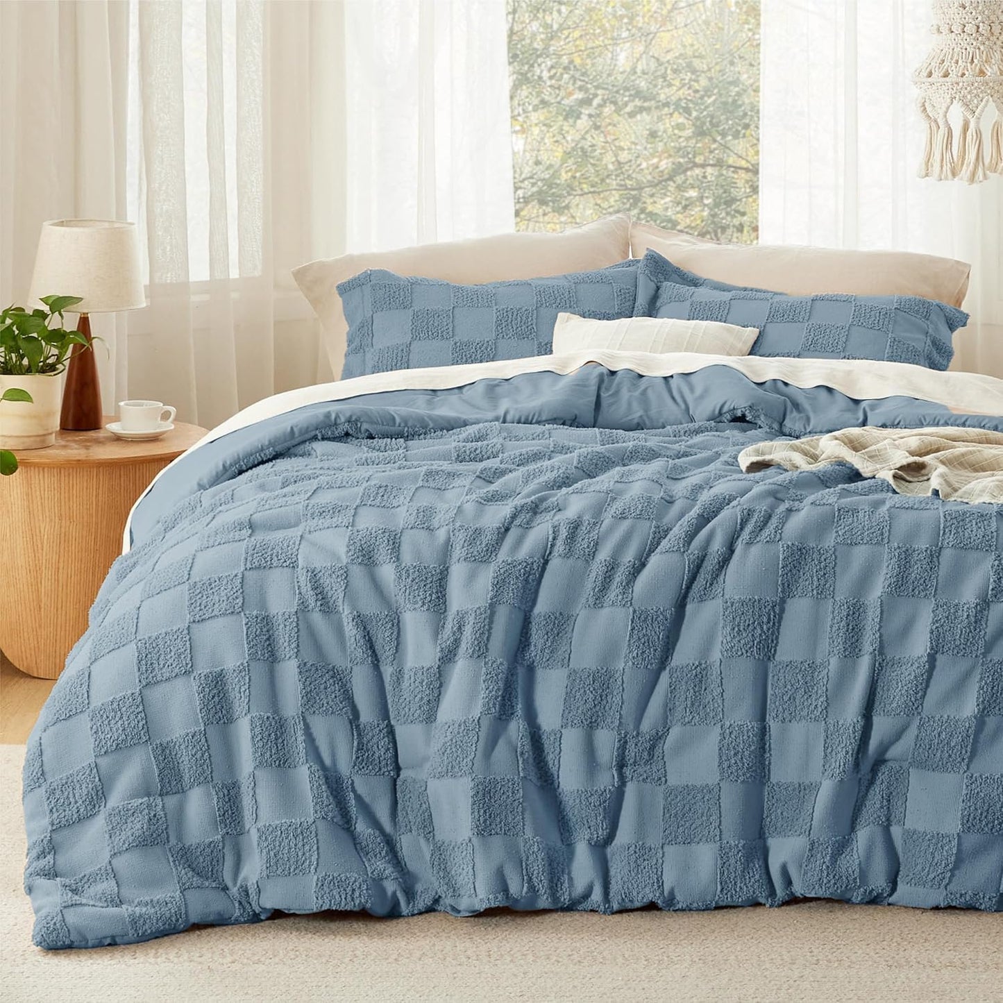 Bedsure Boho Kids Duvet Cover Queen Size（Duvet Insert/Comforter not Included - Tufted Duvet Cover Queen for All Seasons,Soft Shabby Chic Boho Bedding (Beige, 90" x 90")