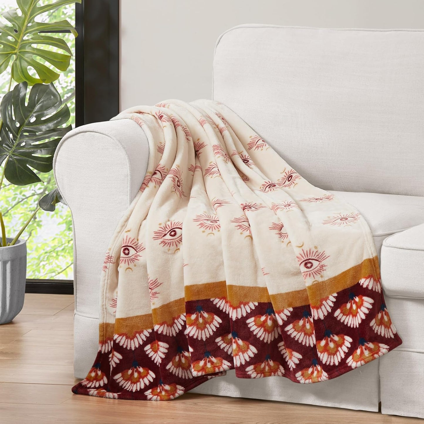 Jessica Simpson Plush 50"X70" Throw Blanket - Mila Floral - Luxurious Plush Blanket for Ultimate Comfort and Cozy Warmth