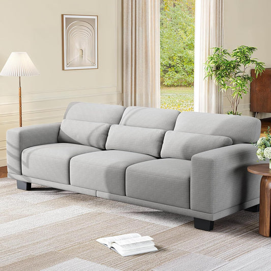 Amada 89" Sofa,3 Seater Sofa Couch for Living Room,Modern Couch with Deep Seats &Wide Armrests,Comfy Sofa with Supportive Futon &Thickened Cushion,Removable & Washable Covers,Grey