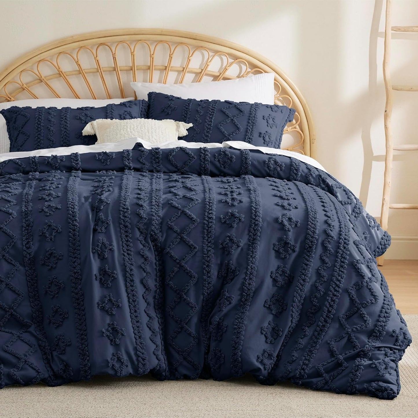 Bedsure Boho Kids Duvet Cover Queen Size（Duvet Insert/Comforter not Included - Tufted Duvet Cover Queen for All Seasons,Soft Shabby Chic Boho Bedding (Beige, 90" x 90")